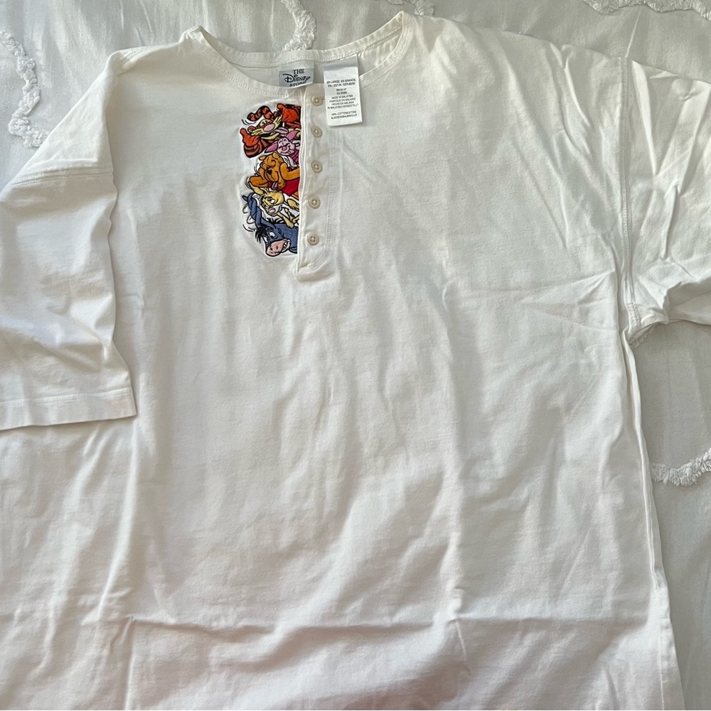 Embroidered Winnie The Pooh Henley Shirt